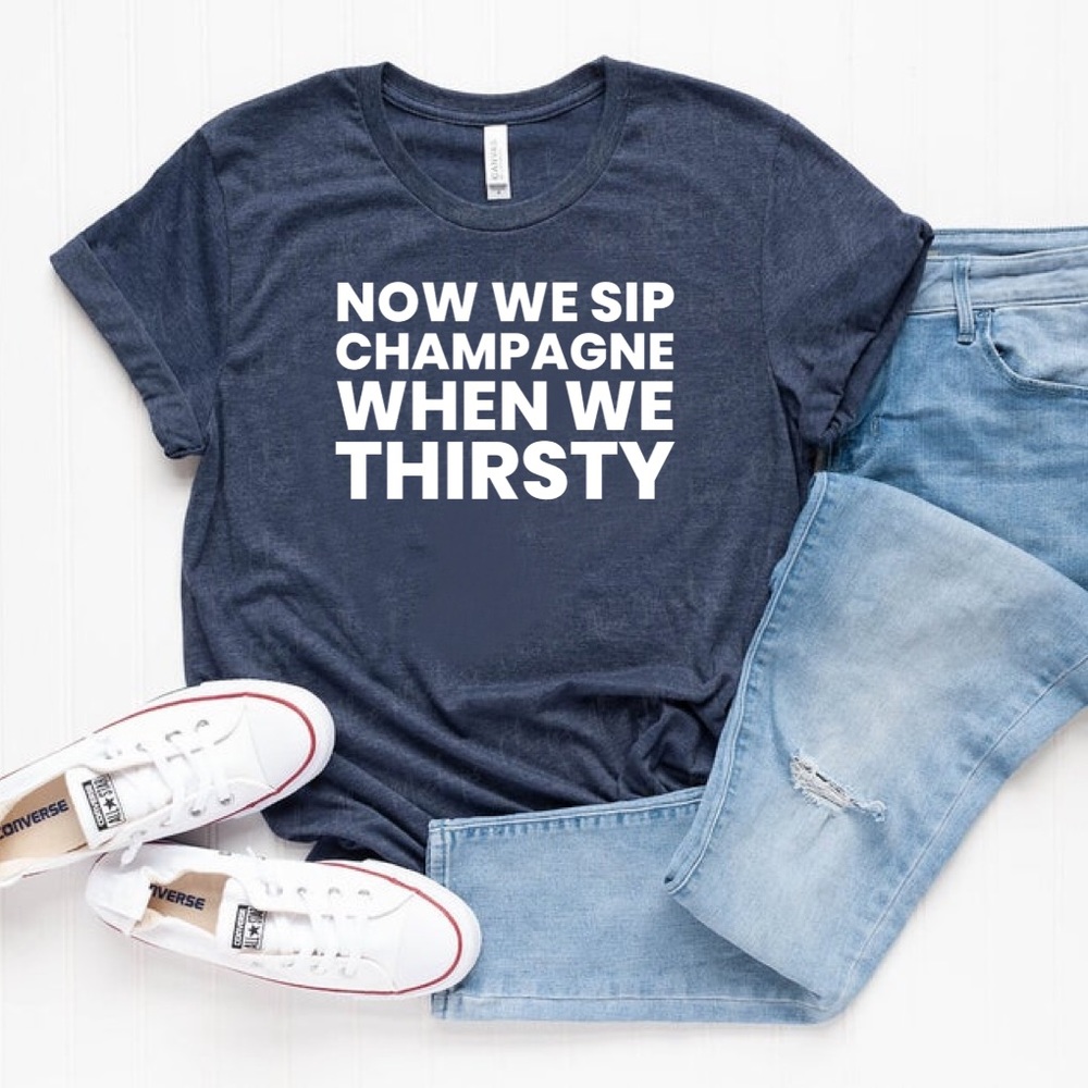 We Sip Champagne - Htr Navy T-shirt, Graphic Tee
